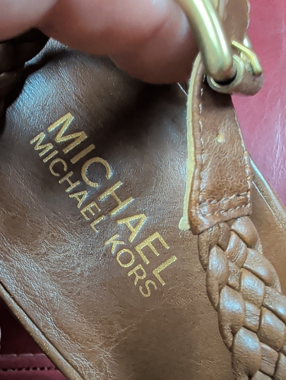 Michael Kors Brown Braided Leather Heeled Sandals 4" Heel Size 11 - Picture 3 of 6